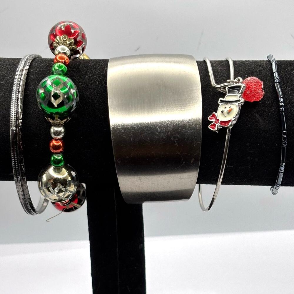 Silver & Red Christmas Bracelet Bundle